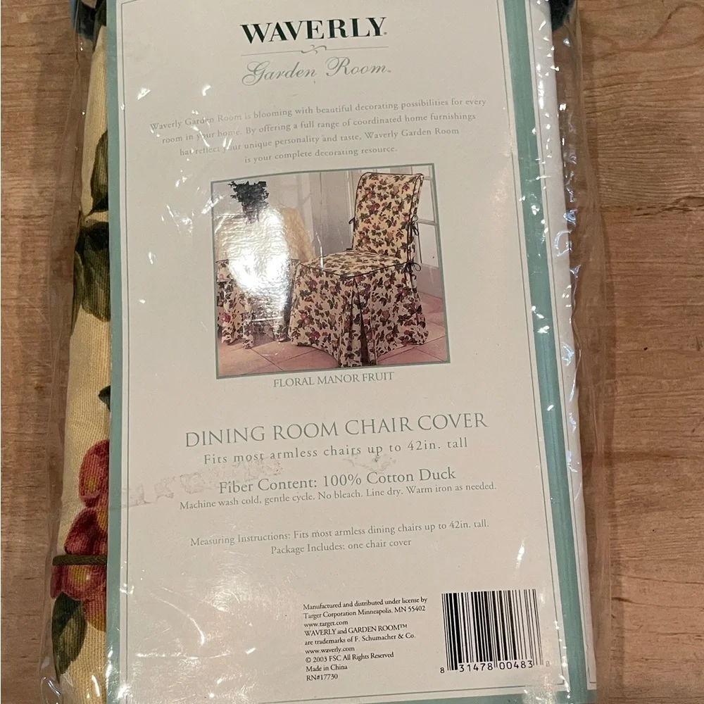 NWT Waverly Garden Room Manor fruit leaf 💯 cotton duck Dining Room Chair Cover